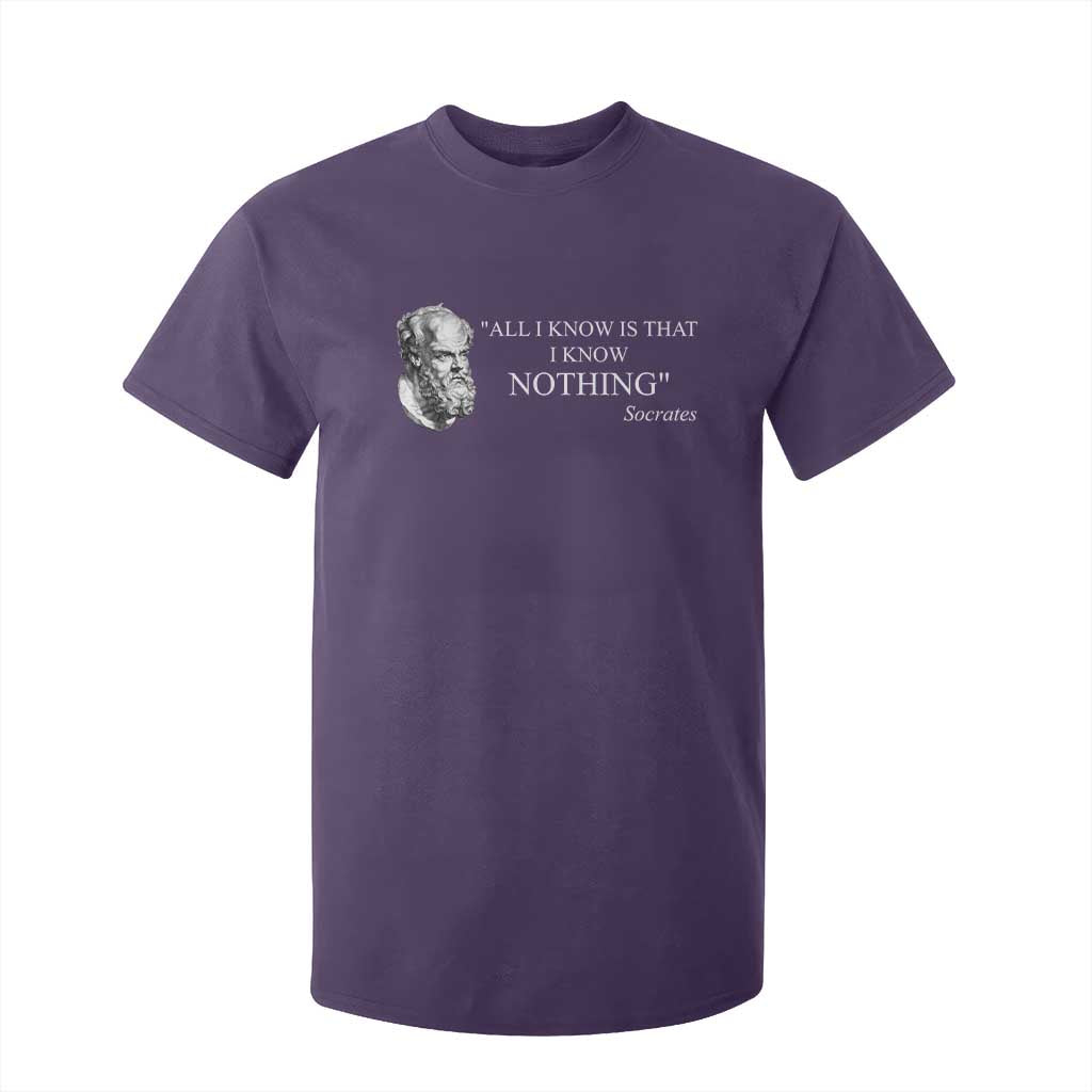 Greek Philosophy Socrates T Shirt For Kid All I Know Is That I Know Nothing TS09 Purple Print Your Wear
