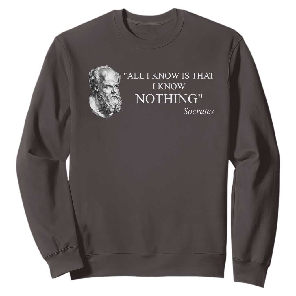 Greek Philosophy Socrates Sweatshirt All I Know Is That I Know Nothing TS09 Dark Chocolate Print Your Wear