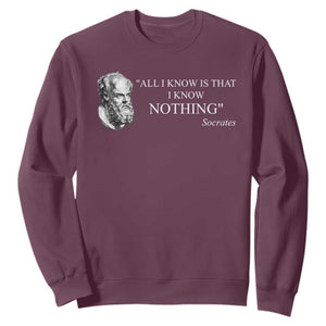 Greek Philosophy Socrates Sweatshirt All I Know Is That I Know Nothing TS09 Maroon Print Your Wear