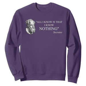 Greek Philosophy Socrates Sweatshirt All I Know Is That I Know Nothing TS09 Purple Print Your Wear