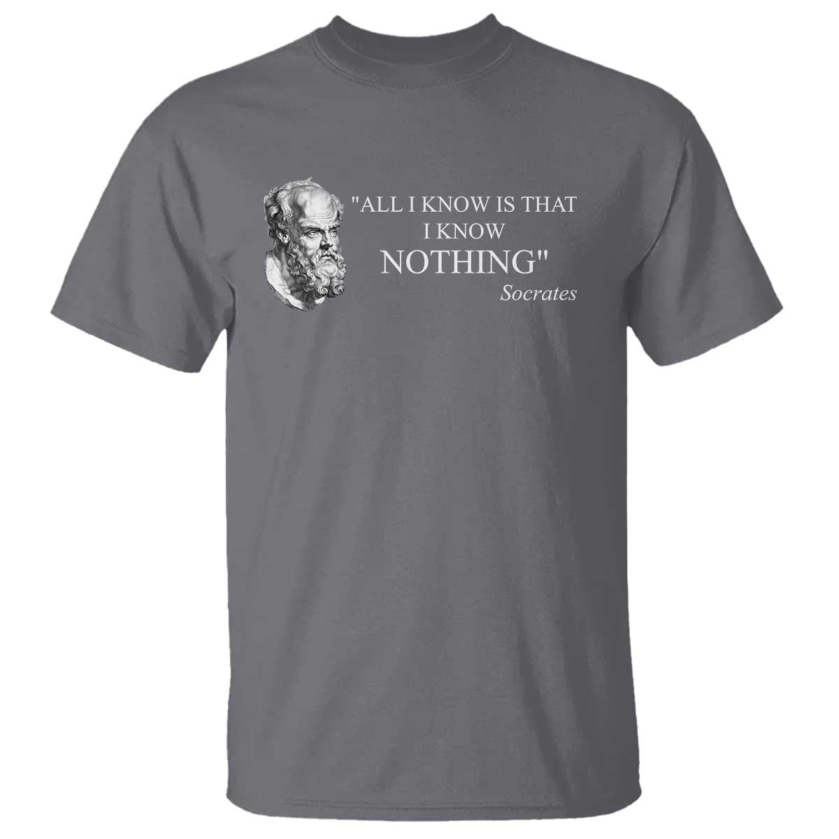 Greek Philosophy Socrates T Shirt All I Know Is That I Know Nothing TS09 Charcoal Print Your Wear