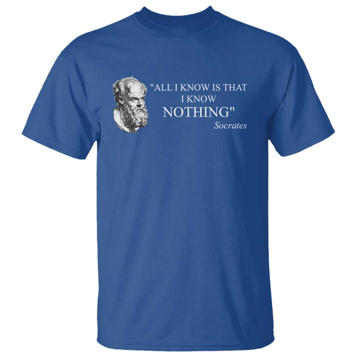 Greek Philosophy Socrates T Shirt All I Know Is That I Know Nothing TS09 Royal Blue Print Your Wear