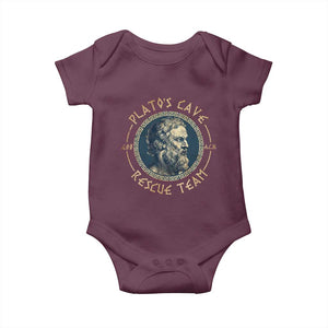Greek Philosophy Plato Baby Onesie Platos Cave Rescue Team TS09 Maroon Print Your Wear