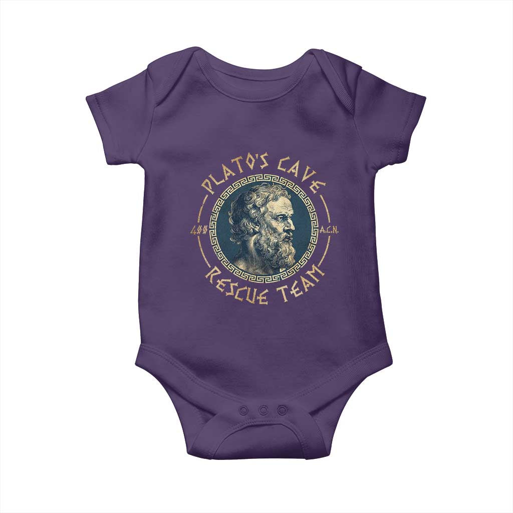 Greek Philosophy Plato Baby Onesie Platos Cave Rescue Team TS09 Purple Print Your Wear