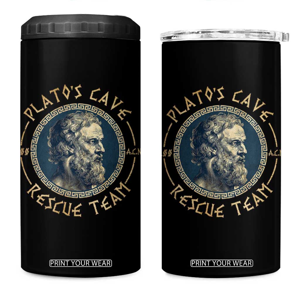 Greek Philosophy Plato 4 in 1 Can Cooler Tumbler Platos Cave Rescue Team TS09 One Size: 16 oz Black Print Your Wear