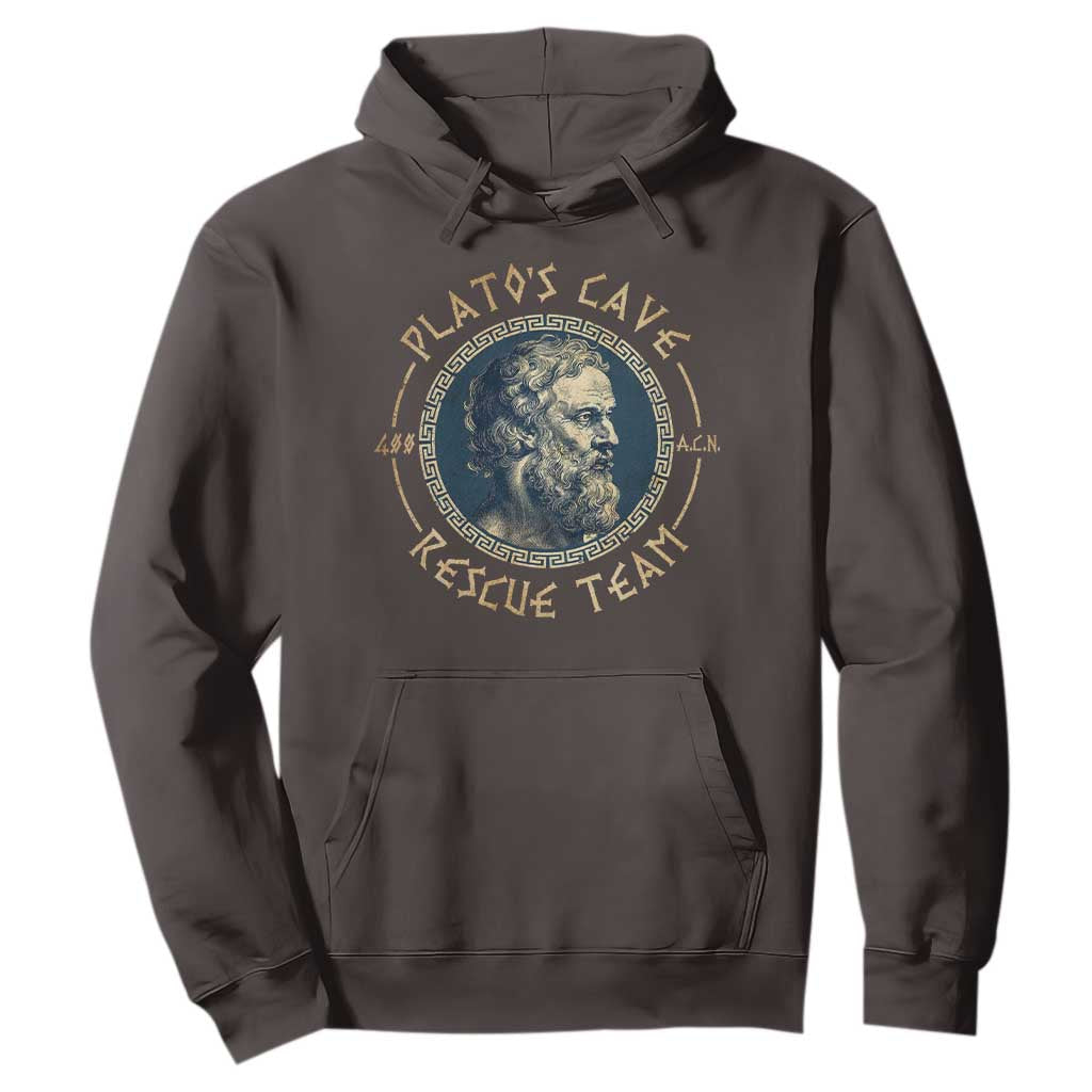 Greek Philosophy Plato Hoodie Platos Cave Rescue Team TS09 Dark Chocolate Print Your Wear