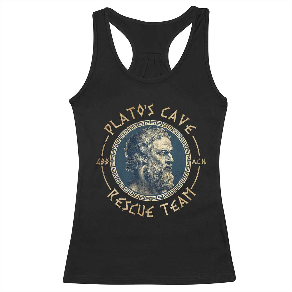 Greek Philosophy Plato Racerback Tank Top Platos Cave Rescue Team TS09 Black Print Your Wear