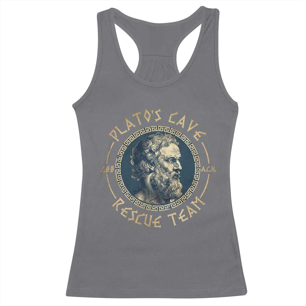 Greek Philosophy Plato Racerback Tank Top Platos Cave Rescue Team TS09 Charcoal Print Your Wear