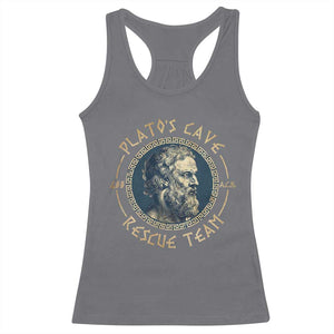 Greek Philosophy Plato Racerback Tank Top Platos Cave Rescue Team TS09 Charcoal Print Your Wear