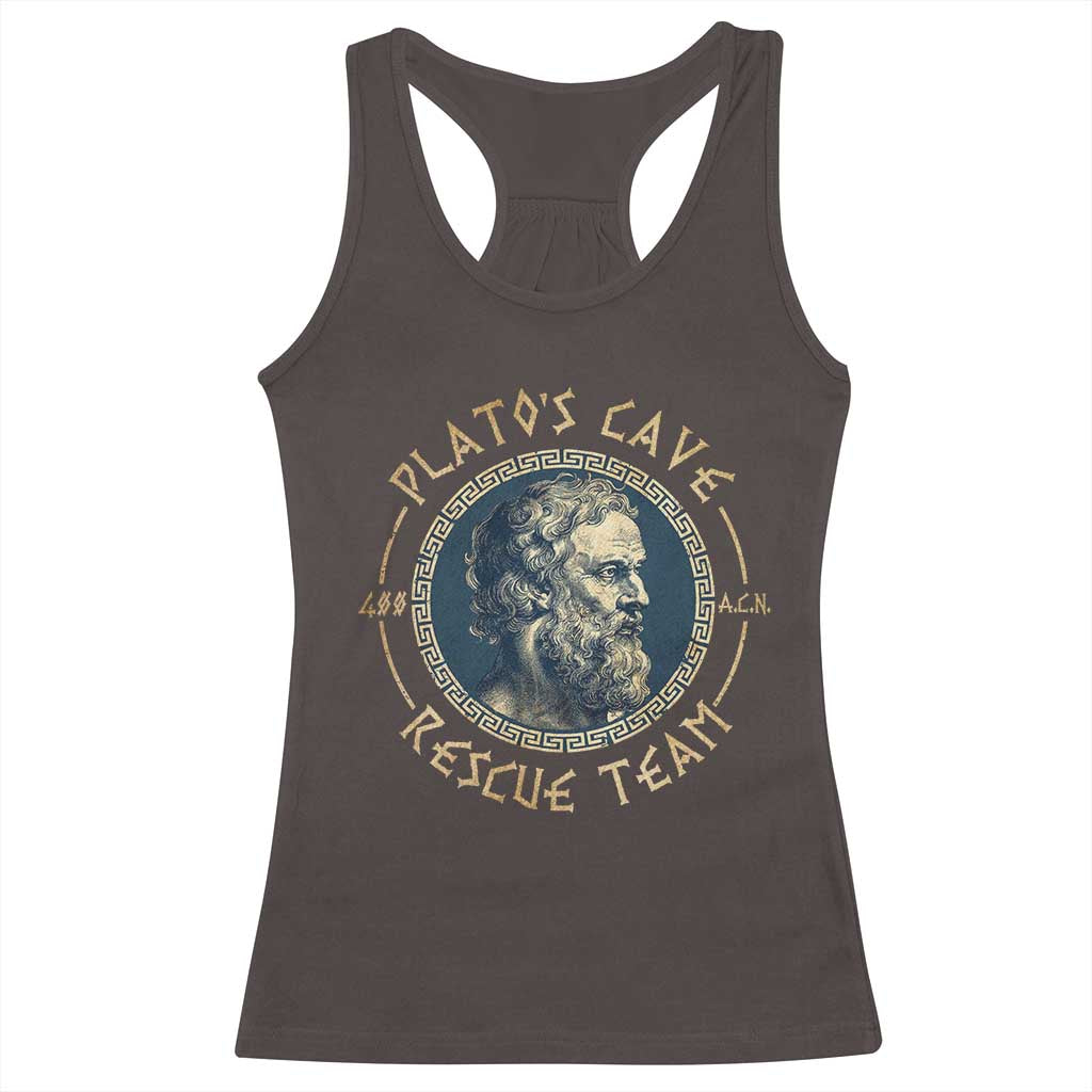 Greek Philosophy Plato Racerback Tank Top Platos Cave Rescue Team TS09 Dark Chocolate Print Your Wear