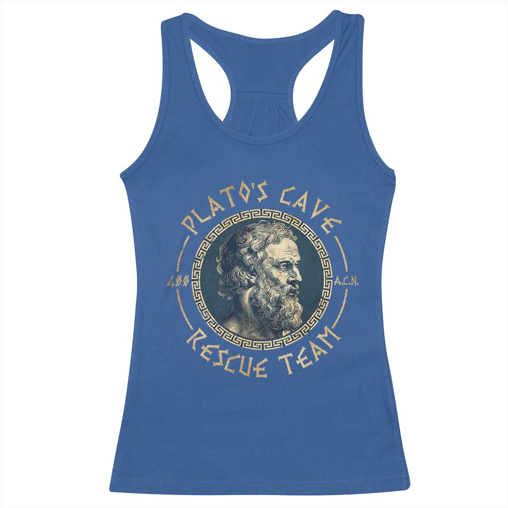 Greek Philosophy Plato Racerback Tank Top Platos Cave Rescue Team TS09 Royal Blue Print Your Wear