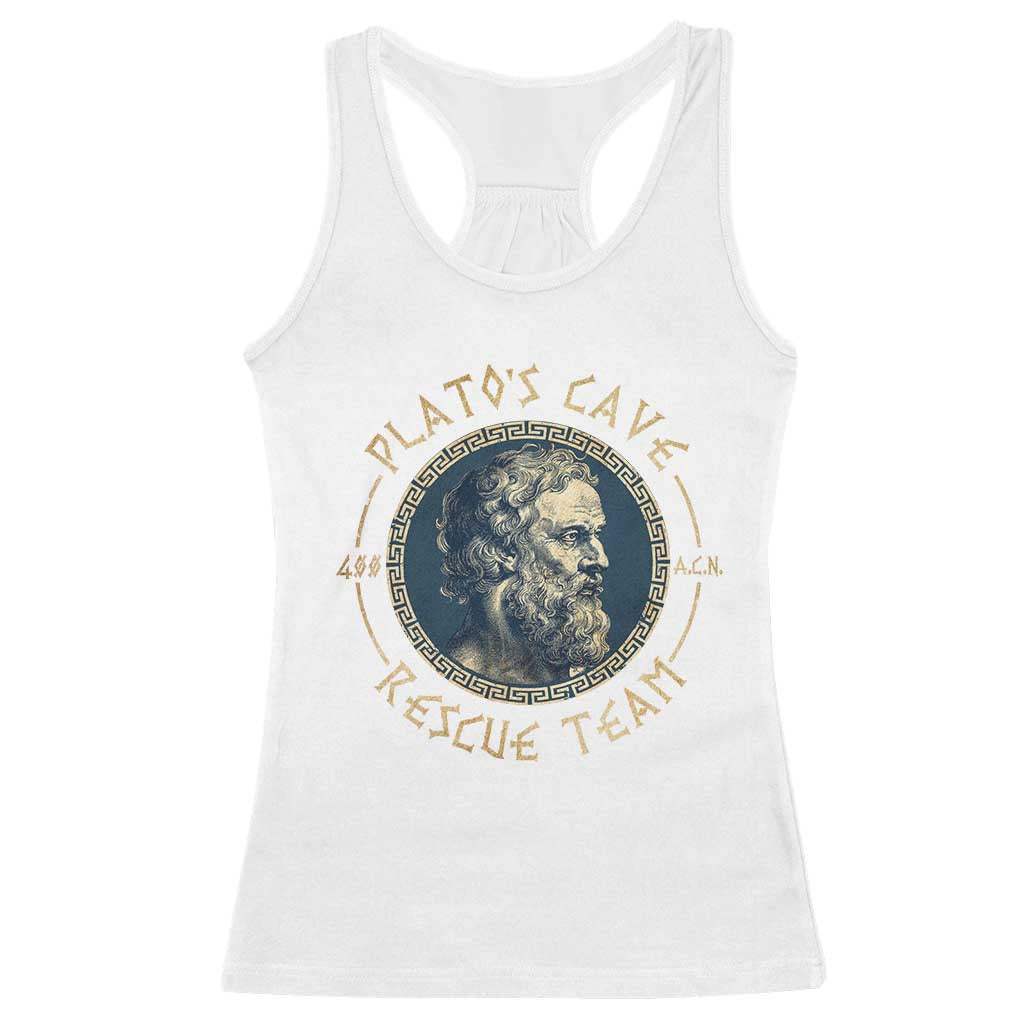 Greek Philosophy Plato Racerback Tank Top Platos Cave Rescue Team TS09 White Print Your Wear
