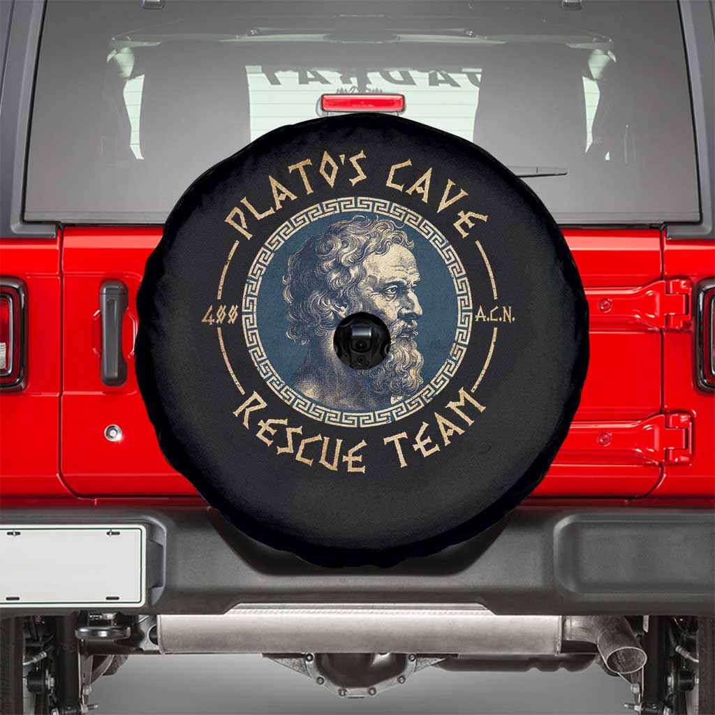 Greek Philosophy Plato Spare Tire Cover Platos Cave Rescue Team TS09 Black Print Your Wear