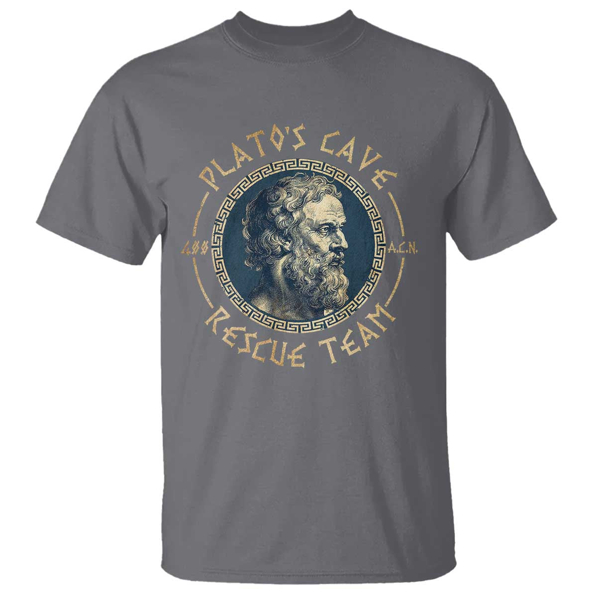 Greek Philosophy Plato T Shirt Platos Cave Rescue Team TS09 Charcoal Print Your Wear