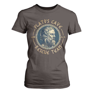 Greek Philosophy Plato T Shirt For Women Platos Cave Rescue Team TS09 Dark Chocolate Print Your Wear