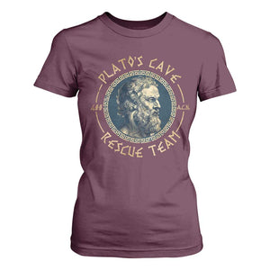 Greek Philosophy Plato T Shirt For Women Platos Cave Rescue Team TS09 Maroon Print Your Wear