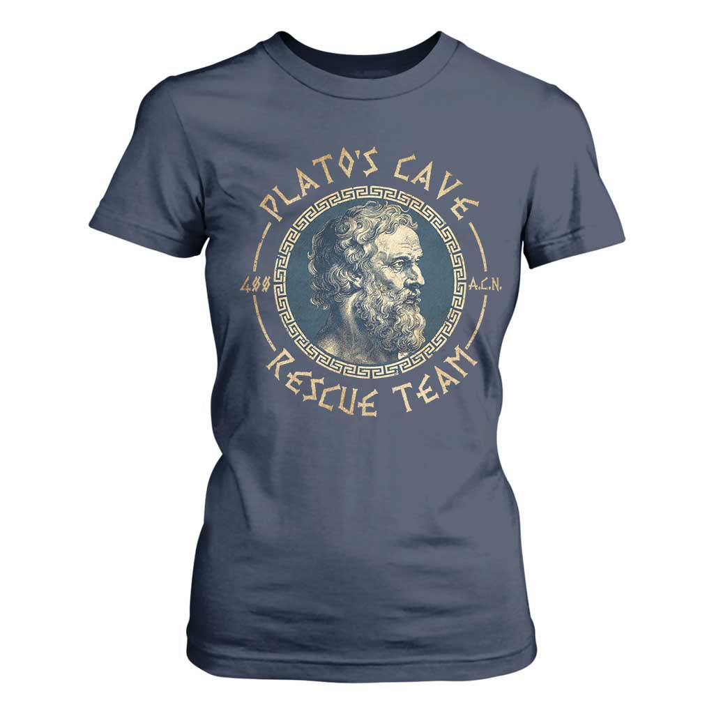 Greek Philosophy Plato T Shirt For Women Platos Cave Rescue Team TS09 Navy Print Your Wear