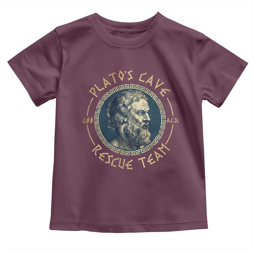 Greek Philosophy Plato Toddler T Shirt Platos Cave Rescue Team TS09 Maroon Print Your Wear