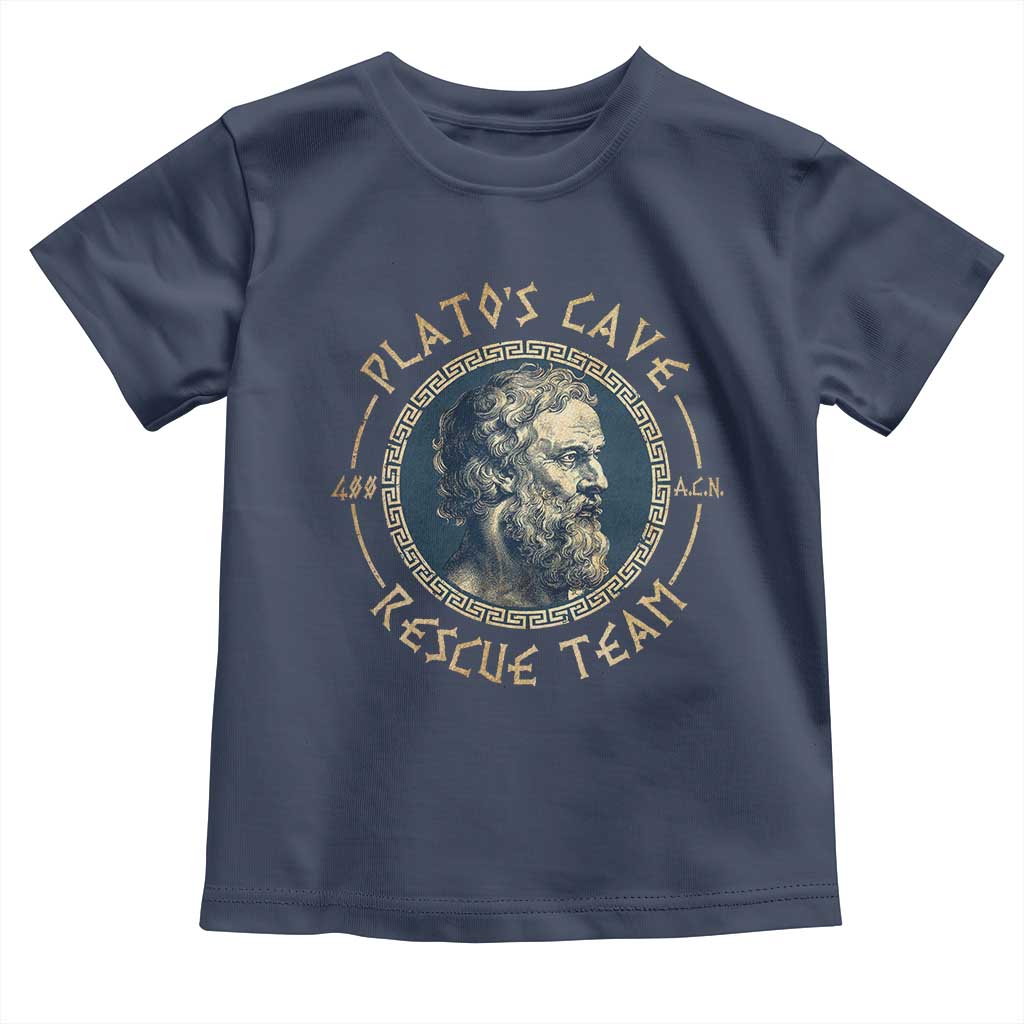 Greek Philosophy Plato Toddler T Shirt Platos Cave Rescue Team TS09 Navy Print Your Wear
