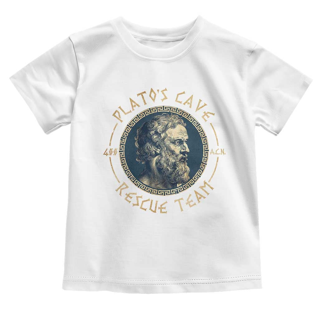 Greek Philosophy Plato Toddler T Shirt Platos Cave Rescue Team TS09 White Print Your Wear