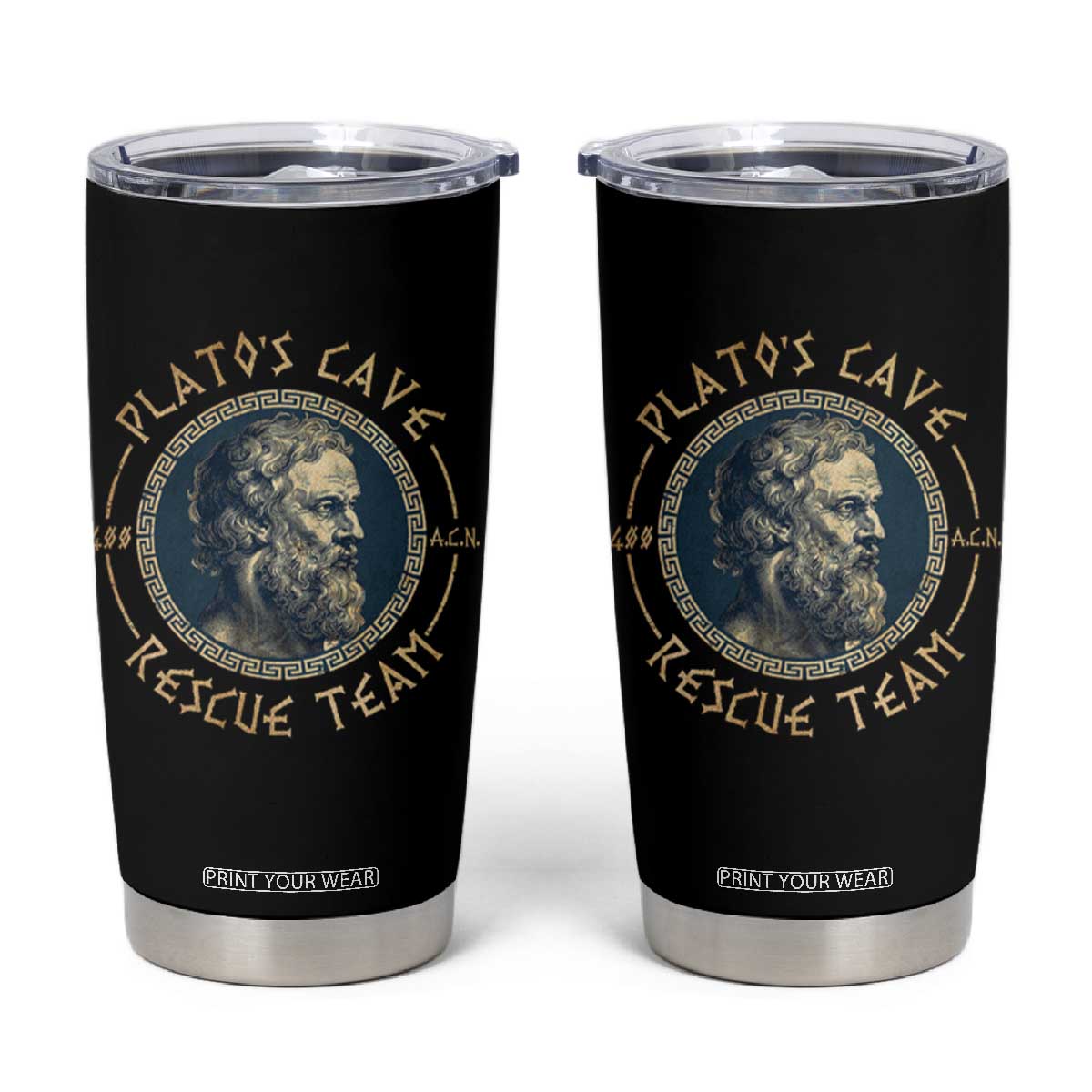 Greek Philosophy Plato Tumbler Cup Platos Cave Rescue Team TS09 Black Print Your Wear