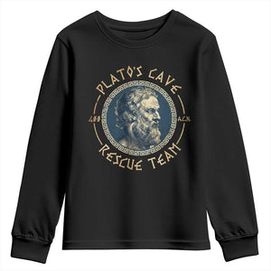 Greek Philosophy Plato Youth Sweatshirt Platos Cave Rescue Team TS09 Black Print Your Wear