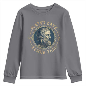 Greek Philosophy Plato Youth Sweatshirt Platos Cave Rescue Team TS09 Charcoal Print Your Wear