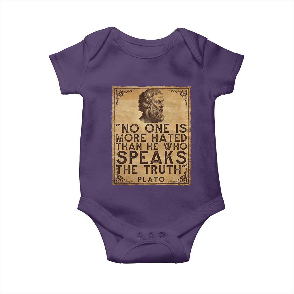 Greek Philosophy Plato Baby Onesie No One Is More Hated Than He Who Speaks The Truth TS09 Purple Print Your Wear