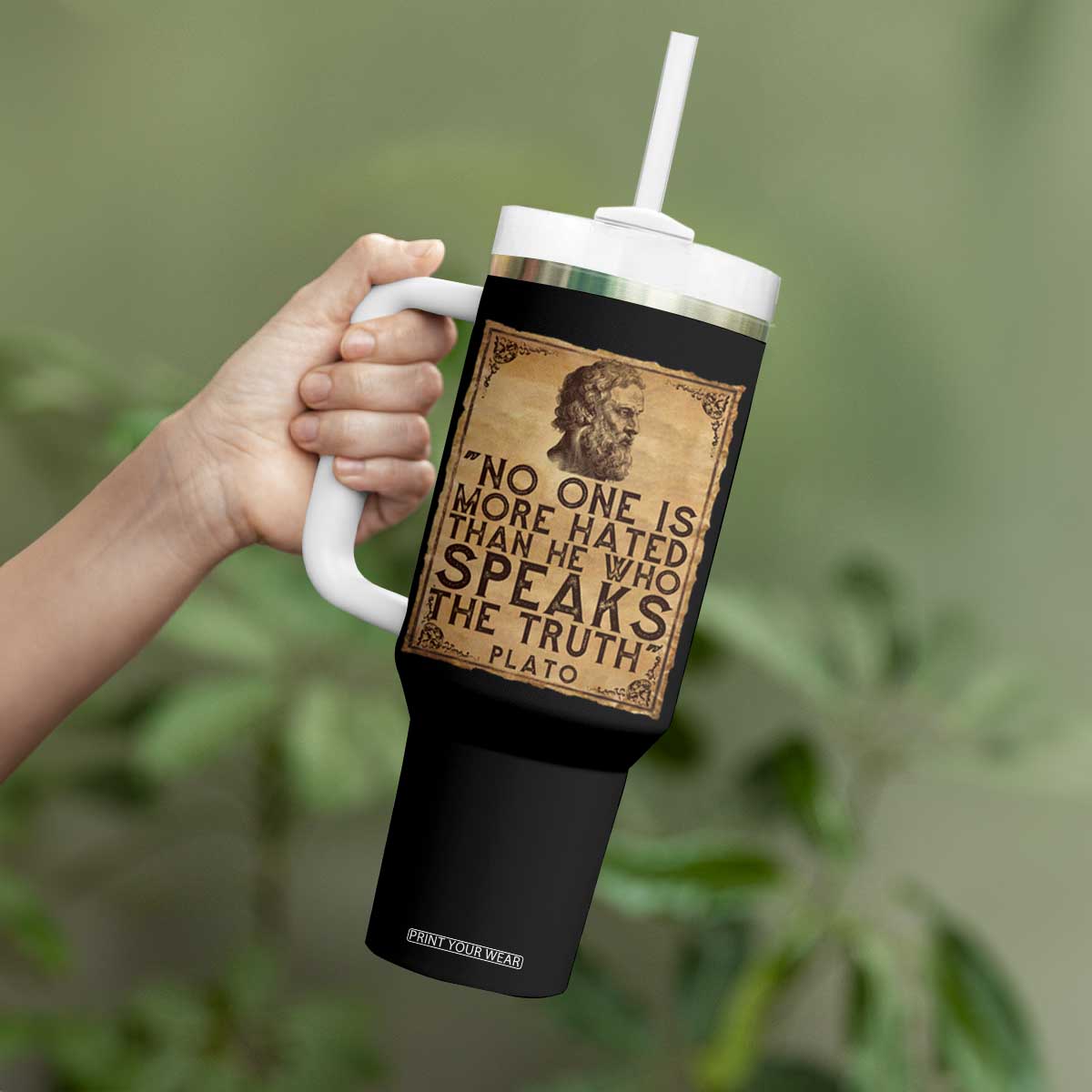 Greek Philosophy Plato Tumbler With Handle No One Is More Hated Than He Who Speaks The Truth TS09 Print Your Wear