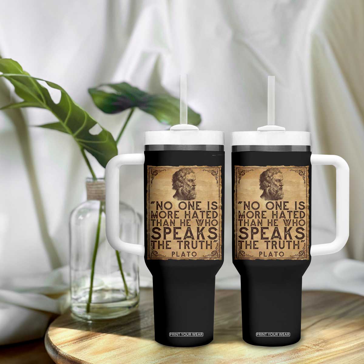 Greek Philosophy Plato Tumbler With Handle No One Is More Hated Than He Who Speaks The Truth TS09 Print Your Wear