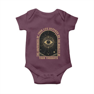 Marcus Aurelius Stoic Philosophy Baby Onesie The Happiness Of Your Life Depends On Your Thoughts TS09 Maroon Print Your Wear