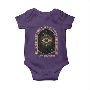 Marcus Aurelius Stoic Philosophy Baby Onesie The Happiness Of Your Life Depends On The Quality Of Your Thoughts TS09 Purple Print Your Wear