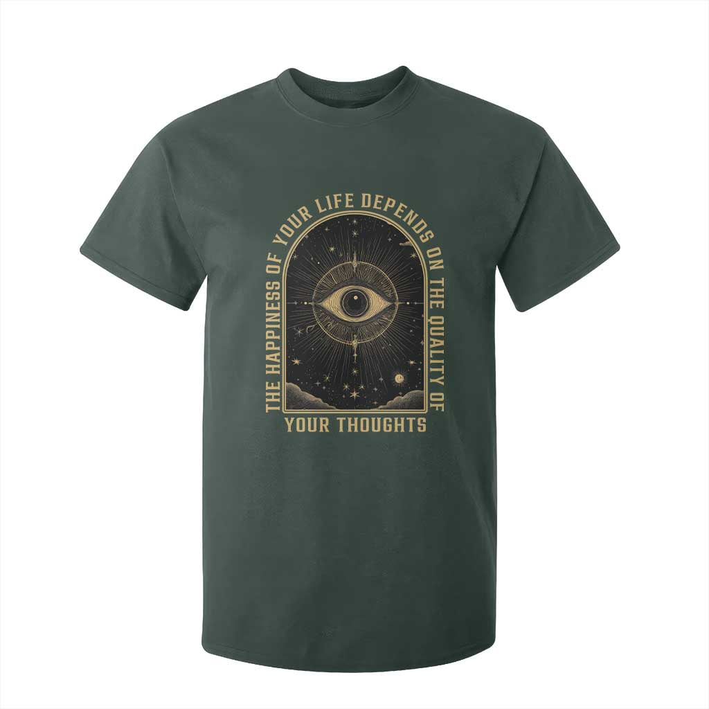 Marcus Aurelius Stoic Philosophy T Shirt For Kid The Happiness Of Your Life Depends On The Quality Of Your Thoughts TS09 Dark Forest Green Print Your Wear