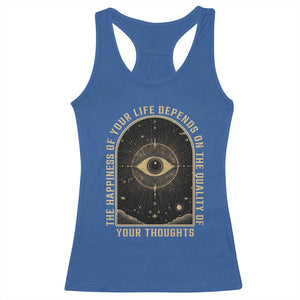 Marcus Aurelius Stoic Philosophy Racerback Tank Top The Happiness Of Your Life Depends On The Quality Of Your Thoughts TS09 Royal Blue Print Your Wear