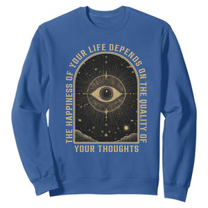 Marcus Aurelius Stoic Philosophy Sweatshirt The Happiness Of Your Life Depends On Your Thoughts TS09 Royal Blue Print Your Wear