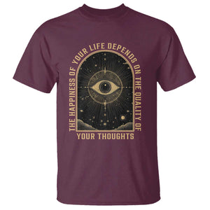 Marcus Aurelius Stoic Philosophy T Shirt The Happiness Of Your Life Depends On The Quality Of Your Thoughts TS09 Maroon Print Your Wear