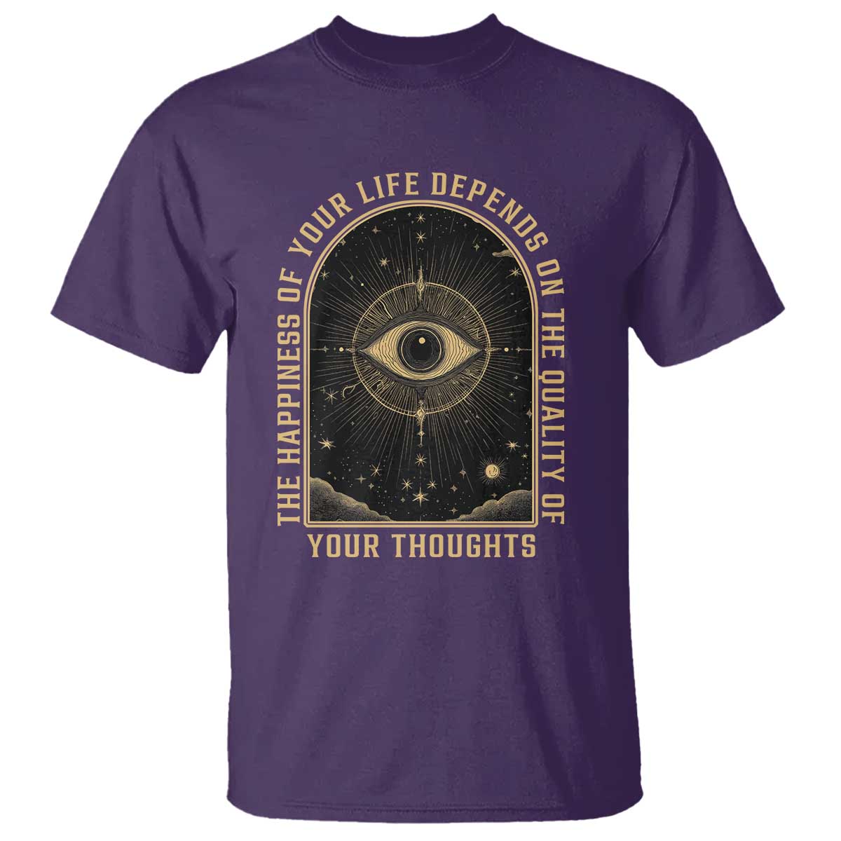 Marcus Aurelius Stoic Philosophy T Shirt The Happiness Of Your Life Depends On The Quality Of Your Thoughts TS09 Purple Print Your Wear