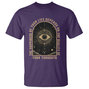 Marcus Aurelius Stoic Philosophy T Shirt The Happiness Of Your Life Depends On The Quality Of Your Thoughts TS09 Purple Print Your Wear