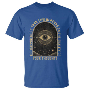 Marcus Aurelius Stoic Philosophy T Shirt The Happiness Of Your Life Depends On The Quality Of Your Thoughts TS09 Royal Blue Print Your Wear