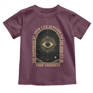 Marcus Aurelius Stoic Philosophy Toddler T Shirt The Happiness Of Your Life Depends On Your Thoughts TS09 Maroon Print Your Wear
