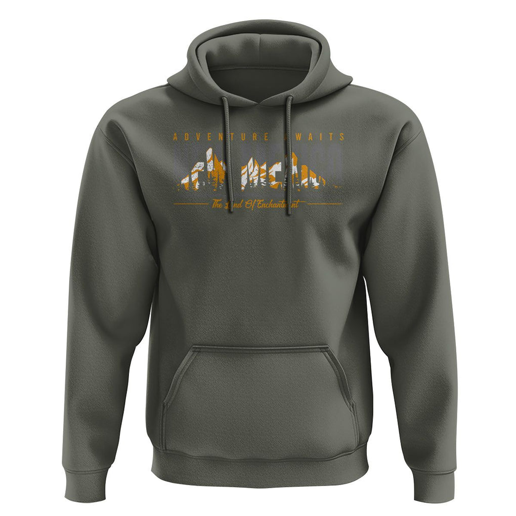 New Mexico Hoodie Adventure Awaits The Land Of Enchantment USA Outdoor TS09 Military Green Print Your Wear