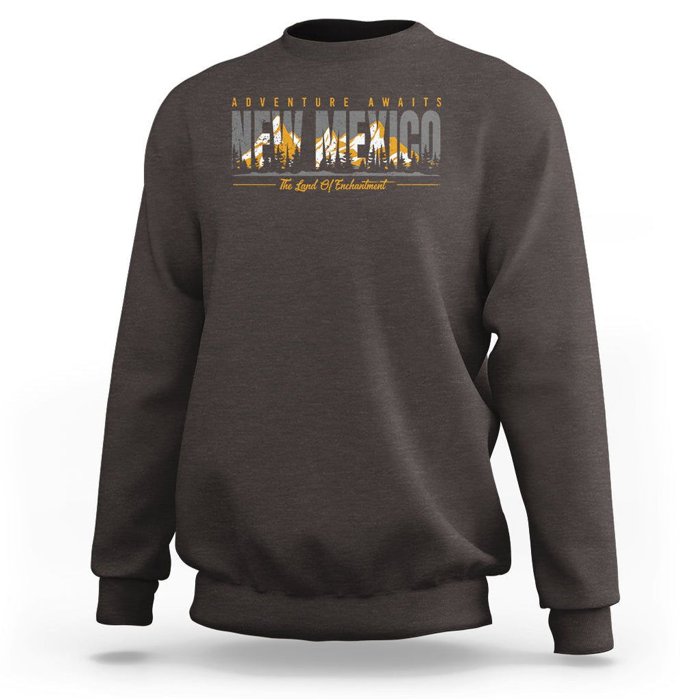 New Mexico Sweatshirt Adventure Awaits The Land Of Enchantment USA Outdoor TS09 Dark Chocolate Print Your Wear