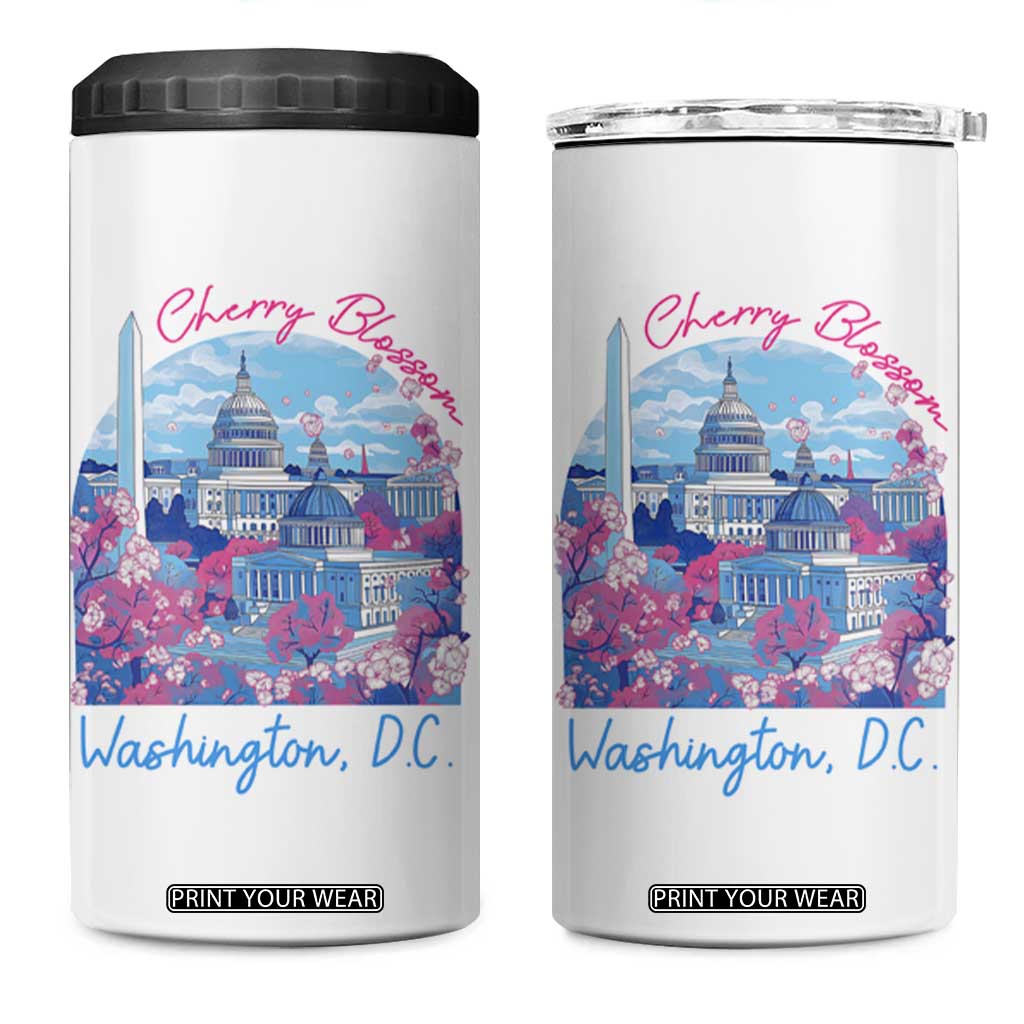Washington DC Lover 4 in 1 Can Cooler Tumbler Cherry Blossom TS09 One Size: 16 oz White Print Your Wear