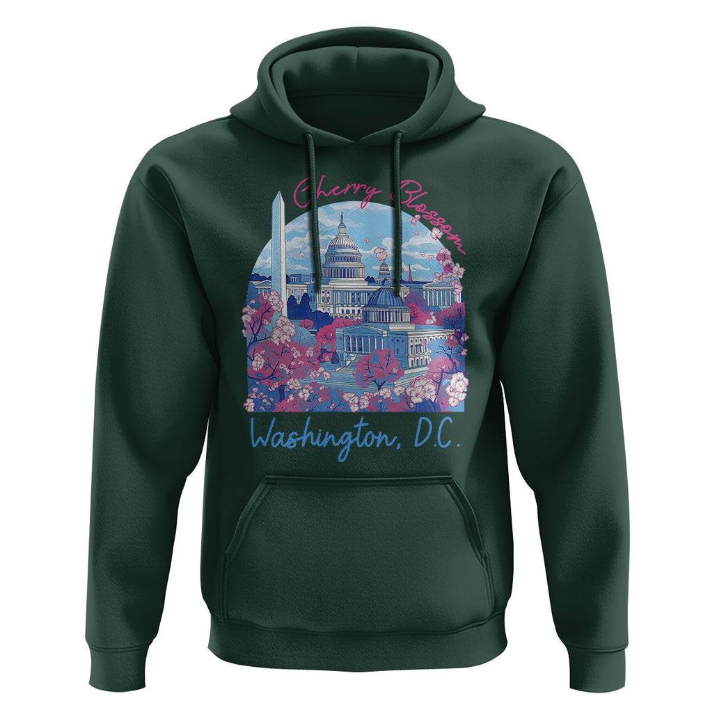 Washington DC Lover Cherry Blossom Hoodie TS09 Dark Forest Green Print Your Wear