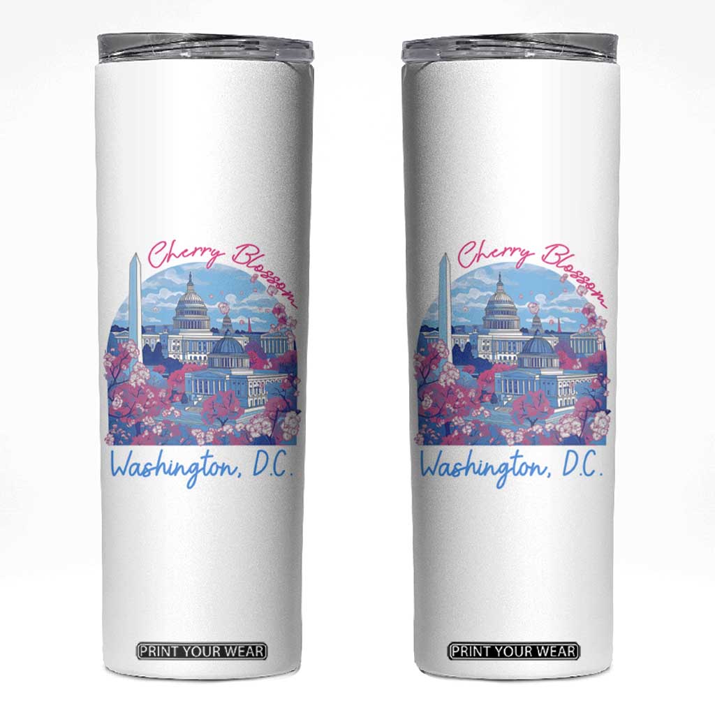 Washington DC Lover Skinny Tumbler Cherry Blossom TS09 White Print Your Wear