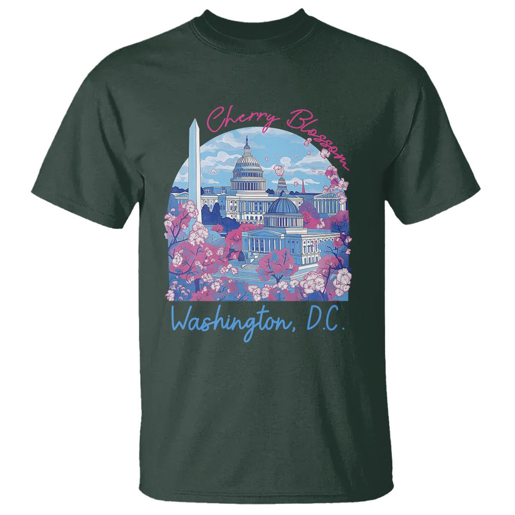 Washington DC Lover Cherry Blossom T Shirt TS09 Dark Forest Green Print Your Wear