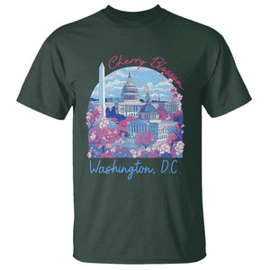 Washington DC Lover Cherry Blossom T Shirt TS09 Dark Forest Green Print Your Wear