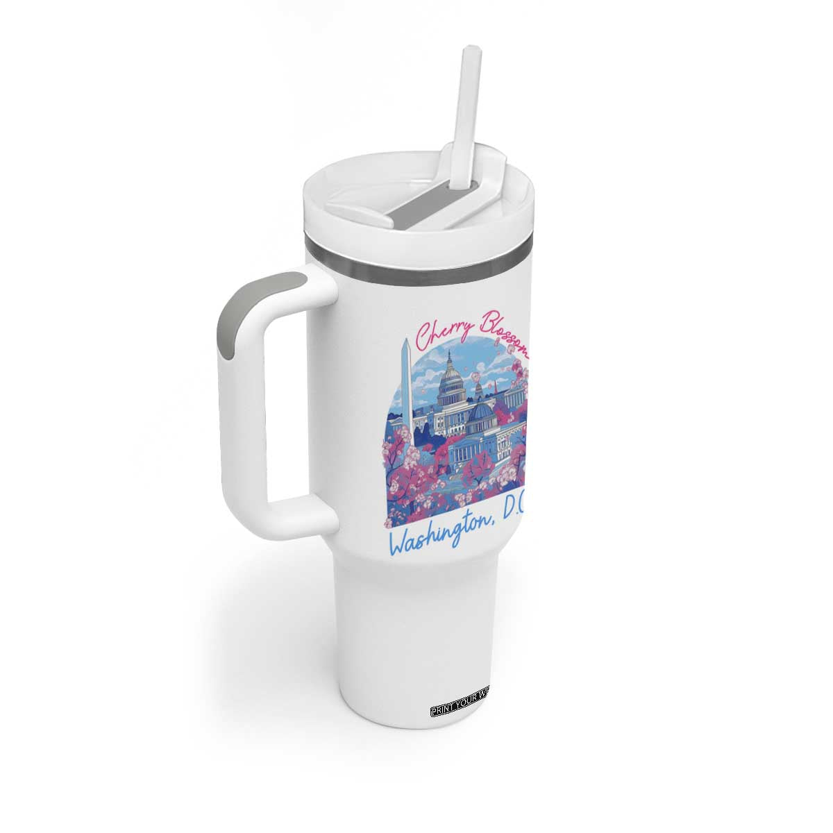 Washington DC Lover Tumbler With Handle Cherry Blossom TS09 Print Your Wear