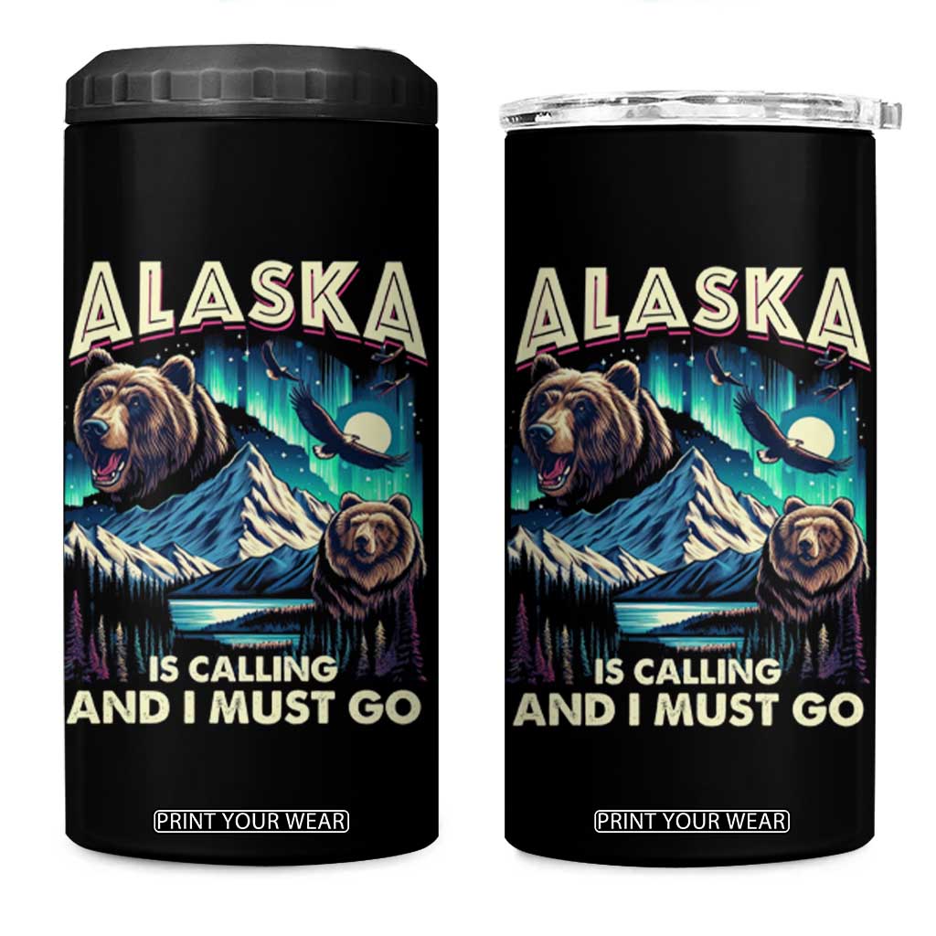 Alaska Is Calling And I Must Go Aurora Beer Home 4 in 1 Can Cooler Tumbler TS09 One Size: 16 oz Black Print Your Wear