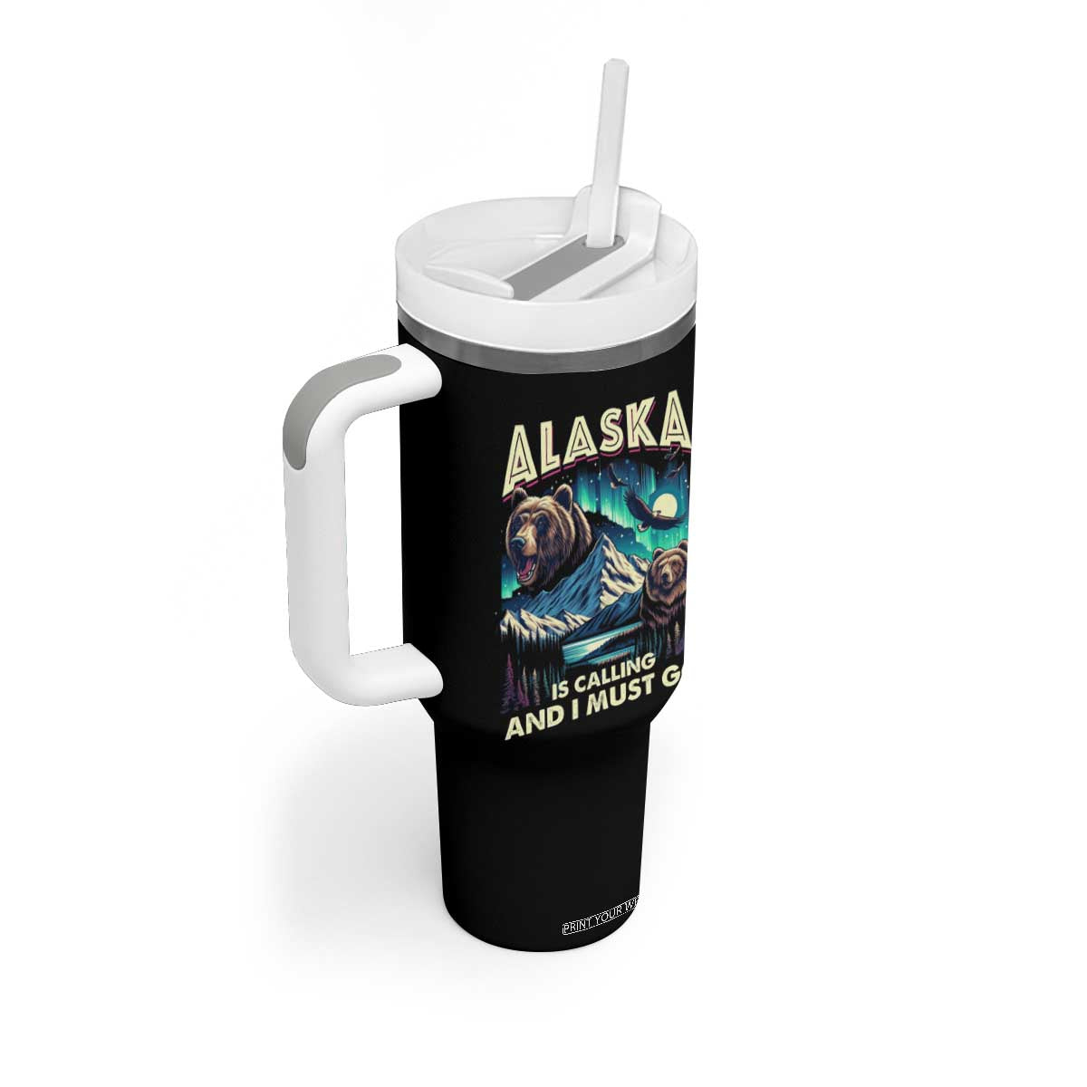 Alaska Is Calling And I Must Go Aurora Beer Home Tumbler With Handle TS09 Print Your Wear